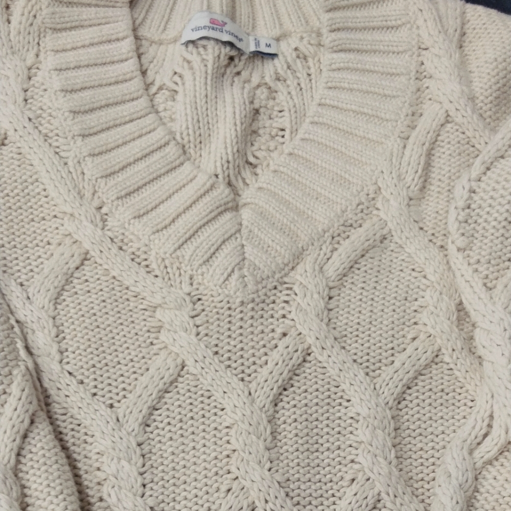 Vineyard Vines Chunky Cable Knit Sweater Size Medium Classic Fisherman Minimalis - Picture 1 of 6
